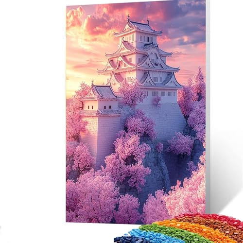 5D Diamond Painting Kinder Kirschblüten, Diamond Painting Erwachsene Japan Bastelset Erwachsene Malen nach Zahlen mit Diamant 100x135 cm, Crystal Art Kreatives für Mädchen und Geschenke für Frauen Q/6 von GUUOYUAL