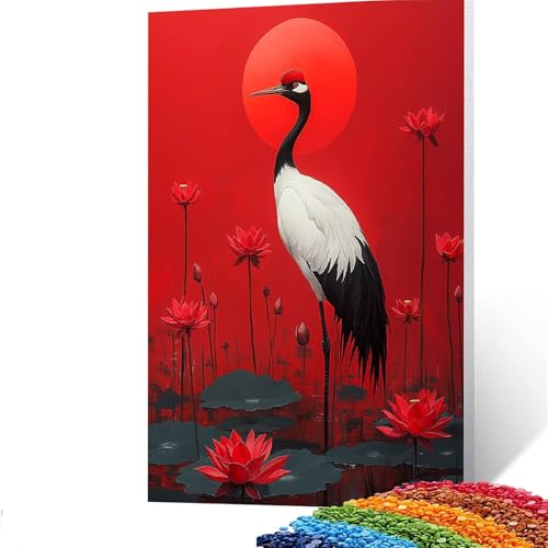 5D Diamond Painting Kinder Kran, Diamond Painting Erwachsene Blume Bastelset Erwachsene Malen nach Zahlen mit Diamant 60 x 80 CM, Crystal Art Kreatives für Mädchen und Geschenke für Frauen GYL636 von GUUOYUAL