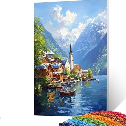 5D Diamond Painting Kinder Landschaft, DIY Diamant Painting Bilder Boot, Bastelset Erwachsene Enthält Ein Komplettes Set Diamond Painting Zubehör für Deko Wohnzimmer, Geschenk 80x110cm GUUOYUAL325 von GUUOYUAL