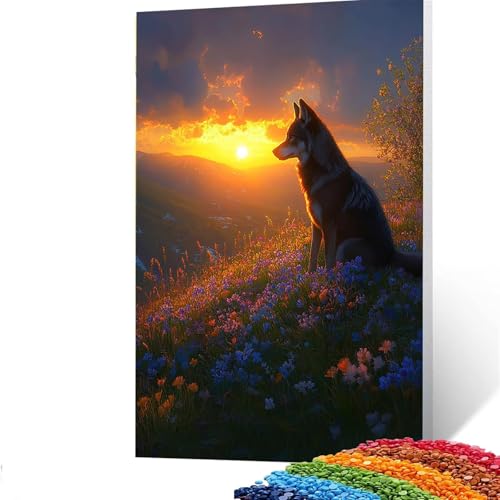 5D Diamond Painting Kinder Landschaft, Diamond Painting Erwachsene Wolf Bastelset Erwachsene Malen nach Zahlen mit Diamant 40x55cm,Crystal Art Kreatives für Mädchen,Geschenke für Frauen,Wand Deko 3/40 von GUUOYUAL