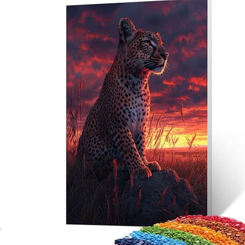 5D Diamond Painting Kinder Leopard, Diamond Painting Erwachsene Tier Bastelset Erwachsene Malen nach Zahlen mit Diamant 80x110cm, Crystal Art Kreatives für Mädchen und Geschenke für Frauen GYL320 von GUUOYUAL