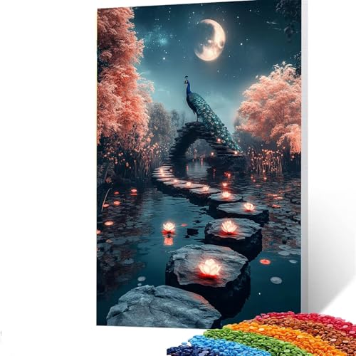 5D Diamond Painting Kinder Mond, Diamond Painting Erwachsene Baum Bastelset Erwachsene Malen nach Zahlen mit Diamant 90x120cm, Crystal Art Kreatives für Mädchen, Geschenke für Frauen, Wand Deko 2/5957 von GUUOYUAL