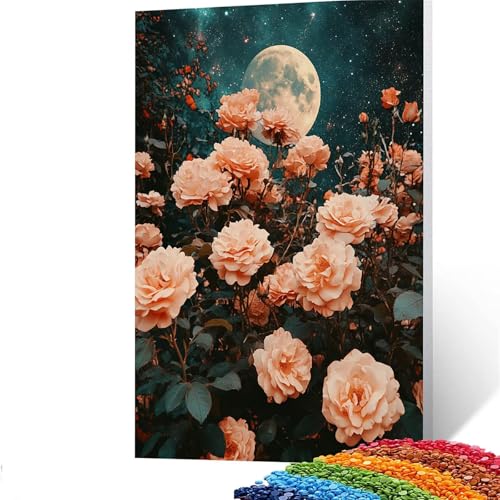 5D Diamond Painting Kinder Mond, Diamond Painting Erwachsene Blume Bastelset Erwachsene Malen nach Zahlen mit Diamant 100 x 135 CM, Crystal Art Kreatives für Mädchen und Geschenke für Frauen GYL969 von GUUOYUAL