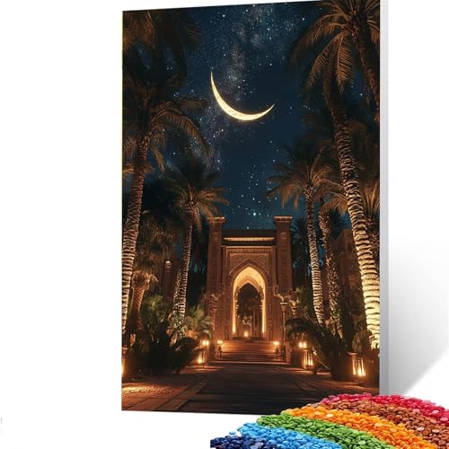 5D Diamond Painting Kinder Mond, Diamond Painting Erwachsene Sternenhimmel Bastelset Erwachsene Malen nach Zahlen mit Diamant 70x95cm, Crystal Art Kreatives für Mädchen, Geschenke für Frauen O/418-5 von GUUOYUAL