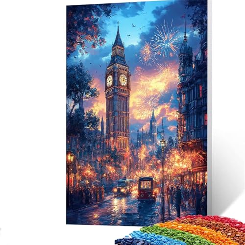 5D Diamond Painting Kinder Paris, Diamond Painting Erwachsene Stadt Bastelset Erwachsene Malen nach Zahlen mit Diamant 30 x 40 CM, Crystal Art Kreatives für Mädchen und Geschenke für Frauen GYL430 von GUUOYUAL