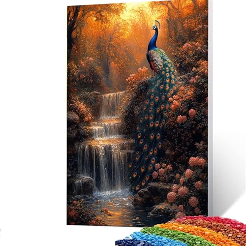 5D Diamond Painting Kinder Pfau, Diamond Painting Erwachsene Blume Bastelset Erwachsene Malen nach Zahlen mit Diamant 100x135 cm,Crystal Art Kreatives für Mädchen,Geschenke für Frauen,Wand Deko X/5918 von GUUOYUAL