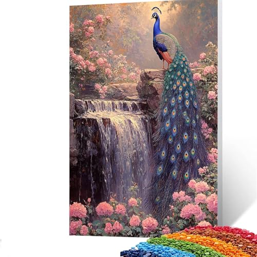 5D Diamond Painting Kinder Pfau, Diamond Painting Erwachsene Blume Bastelset Erwachsene Malen nach Zahlen mit Diamant 40 x 55cm, Crystal Art Kreatives für Mädchen und Geschenke für Frauen GYL732 von GUUOYUAL