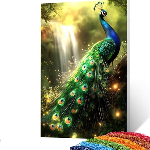 5D Diamond Painting Kinder Pfau, Diamond Painting Erwachsene Tier Bastelset Erwachsene Malen nach Zahlen mit Diamant 90x120cm, Crystal Art Kreatives für Mädchen, Geschenke für Frauen, Wand Deko 6/5907 von GUUOYUAL