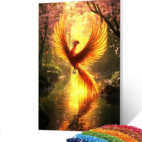 5D Diamond Painting Kinder Phönix, DIY Diamant Painting Bilder Kirschblüten, Bastelset Erwachsene Enthält Ein Komplettes Set Diamond Painting Zubehör 100x135 CM, Deko Wohnzimmer, Geschenk K/5998 von GUUOYUAL