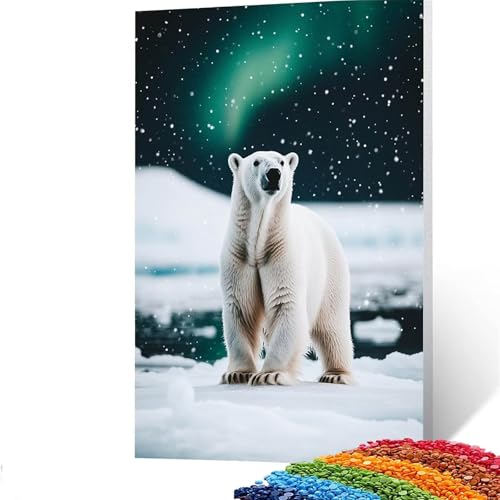 5D Diamond Painting Kinder Polarlicht, Diamond Painting Erwachsene Bär Bastelset Erwachsene Malen nach Zahlen mit Diamant 100 x 135cm, Crystal Art Kreatives für Mädchen und Geschenke für Frauen GYL495 von GUUOYUAL