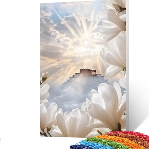 5D Diamond Painting Kinder Potala-Palast, Diamond Painting Erwachsene Blume Bastelset Erwachsene Malen nach Zahlen mit Diamant 30 x 40cm, Crystal Art Kreatives für Mädchen und Geschenke GUUOYUAL136 von GUUOYUAL