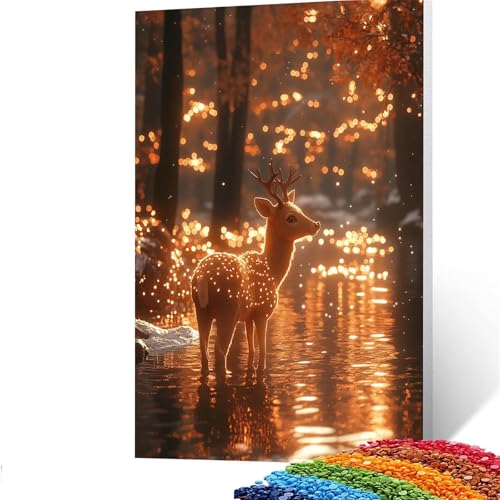 5D Diamond Painting Kinder Reh, Diamond Painting Erwachsene Tier Bastelset Erwachsene Malen nach Zahlen mit Diamant 60 x 80 cm, Crystal Art Kreatives für Mädchen und Geschenke für Frauen GYL510 von GUUOYUAL