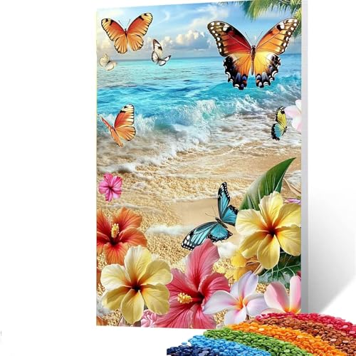 5D Diamond Painting Kinder Schmetterling, Diamond Painting Erwachsene Blume Bastelset Erwachsene Malen nach Zahlen mit Diamant 60x80CM,Crystal Art Kreatives für Mädchen, Geschenke für Frauen D/3774 von GUUOYUAL