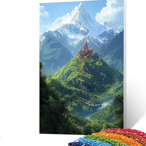 5D Diamond Painting Kinder Schneeberg, Diamond Painting Erwachsene Landschaft Bastelset Erwachsene Malen nach Zahlen mit Diamant 60 x 80 cm, Crystal Art Kreatives für Mädchen und Geschenke GYL927 von GUUOYUAL