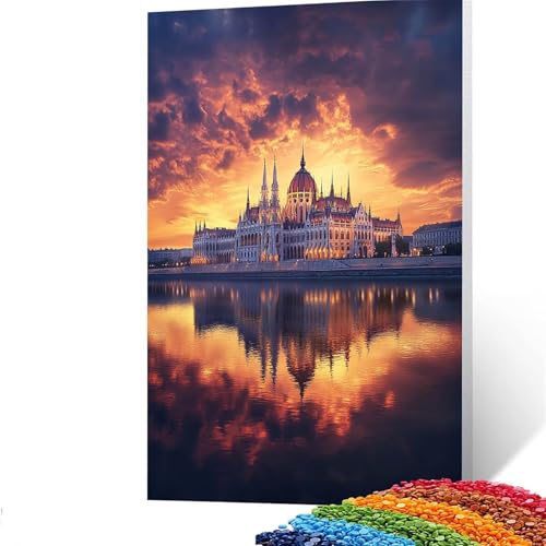 5D Diamond Painting Kinder See, Diamond Painting Erwachsene Stadt Bastelset Erwachsene Malen nach Zahlen mit Diamant 100 x 135 CM, Crystal Art Kreatives für Mädchen und Geschenke für Frauen GYL385 von GUUOYUAL