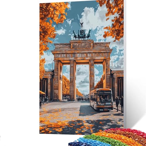 5D Diamond Painting Kinder Stadt, Diamond Painting Erwachsene Berlin Bastelset Erwachsene Malen nach Zahlen mit Diamant 60 x 80cm, Crystal Art Kreatives für Mädchen und Geschenke für Frauen GYL936 von GUUOYUAL