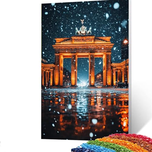 5D Diamond Painting Kinder Stadt, Diamond Painting Erwachsene Berliner Tor Bastelset Erwachsene Malen nach Zahlen mit Diamant 60x80CM,Crystal Art Kreatives für Mädchen,Geschenke für Frauen M/6424 von GUUOYUAL