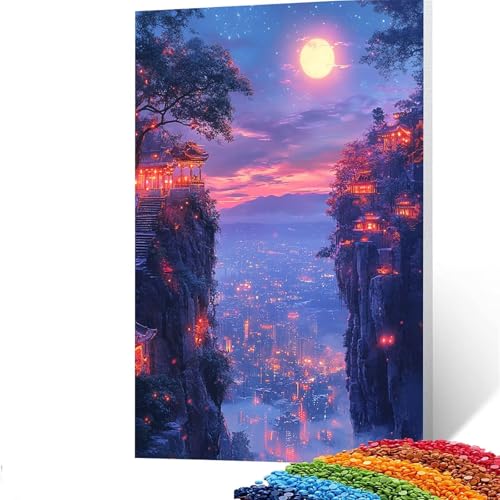 5D Diamond Painting Kinder Stadt, Diamond Painting Erwachsene Landschaft Bastelset Erwachsene Malen nach Zahlen mit Diamant 100 x 135cm,Crystal Art Kreatives für Mädchen und Geschenke für Frauen GYL32 von GUUOYUAL