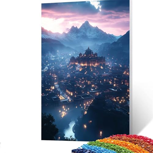 5D Diamond Painting Kinder Stadt, Diamond Painting Erwachsene Landschaft Bastelset Erwachsene Malen nach Zahlen mit Diamant 30x40cm, Crystal Art Kreatives für Mädchen und Geschenke für Frauen GYL279 von GUUOYUAL