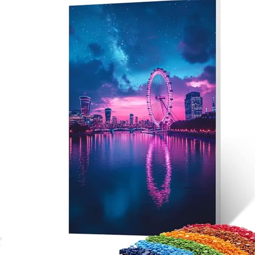 5D Diamond Painting Kinder Stadt, Diamond Painting Erwachsene London Bastelset Erwachsene Malen nach Zahlen mit Diamant 100 x 135 cm, Crystal Art Kreatives für Mädchen und Geschenke für Frauen GYL292 von GUUOYUAL