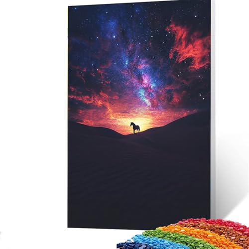 5D Diamond Painting Kinder Sternenhimmel, Diamond Painting Erwachsene Horse Bastelset Erwachsene Malen nach Zahlen mit Diamant 40x55cm,Crystal Art Kreatives für Mädchen, Geschenke für Frauen 0/5652 von GUUOYUAL