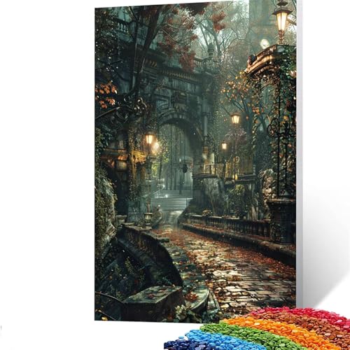 5D Diamond Painting Kinder Straßenansicht, Diamond Painting Erwachsene Landschaft Bastelset Erwachsene Malen nach Zahlen mit Diamant 30 x 40 CM, Crystal Art Kreatives für Mädchen und Geschenke GYL295 von GUUOYUAL