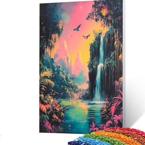 5D Diamond Painting Kinder Stürze, Diamond Painting Erwachsene Baum Bastelset Erwachsene Malen nach Zahlen mit Diamant 60x80CM, Crystal Art Kreatives für Mädchen,Geschenke für Frauen,Wand Deko 1/3874 von GUUOYUAL