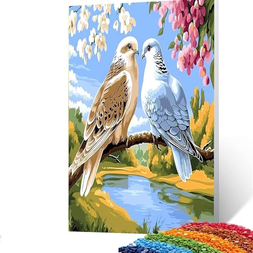 5D Diamond Painting Kinder Taube, Diamond Painting Erwachsene Blume Bastelset Erwachsene Malen nach Zahlen mit Diamant 100x135 cm, Crystal Art Kreatives für Mädchen,Geschenke für Frauen,Wand Deko 8/68 von GUUOYUAL