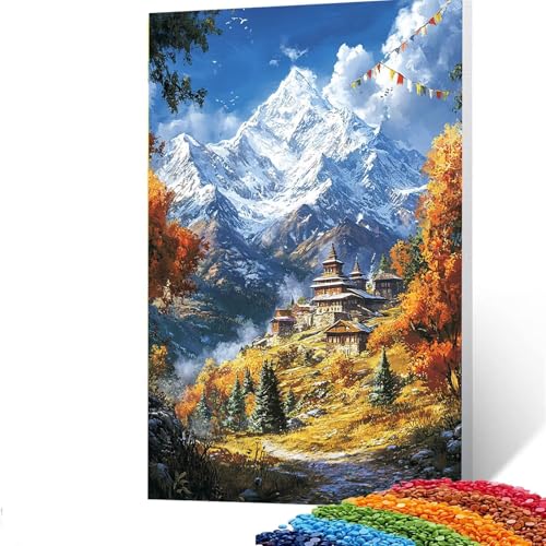 5D Diamond Painting Kinder Tibet, DIY Diamant Painting Bilder Schneeberg, Bastelset Erwachsene Enthält Ein Komplettes Set Diamond Painting Zubehör 80x110CM, Deko Wohnzimmer, Geschenk für Frauen U/6676 von GUUOYUAL