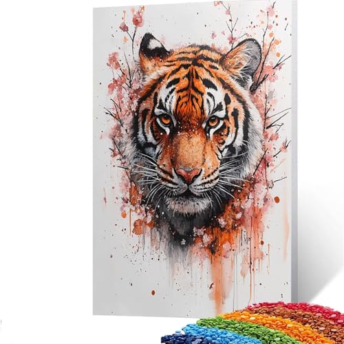 5D Diamond Painting Kinder Tiger, Diamond Painting Erwachsene Blume Bastelset Erwachsene Malen nach Zahlen mit Diamant 100x135cm, Crystal Art Kreatives für Mädchen und Geschenke für Frauen GYL970 von GUUOYUAL