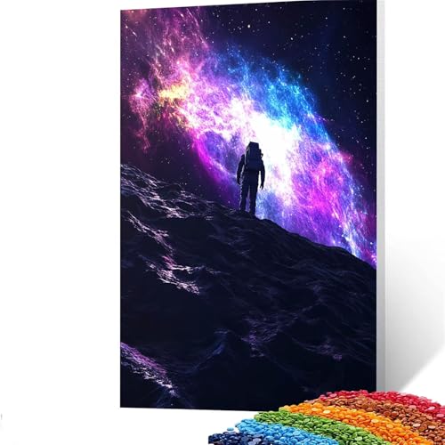 5D Diamond Painting Kinder Universum, DIY Diamant Painting Bilder Astronaut, Bastelset Erwachsene Enthält Ein Komplettes Set Diamond Painting Zubehör für Deko Wohnzimmer, Geschenk 60 x 80cm GYL852 von GUUOYUAL