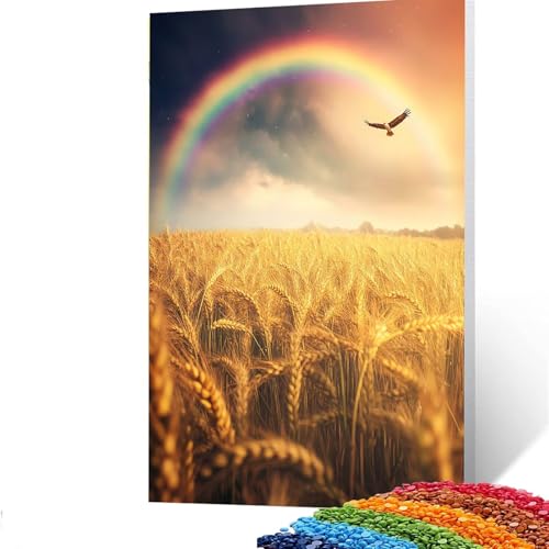 5D Diamond Painting Kinder Weizenfeld, Diamond Painting Erwachsene Landschaft Bastelset Erwachsene Malen nach Zahlen mit Diamant 100x135 cm, Crystal Art Kreatives für Mädchen, Geschenke für Frauen V/2 von GUUOYUAL