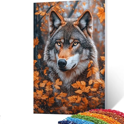 5D Diamond Painting Kinder Wolf, Diamond Painting Erwachsene Tier Bastelset Erwachsene Malen nach Zahlen mit Diamant 30x40cm, Crystal Art Kreatives für Mädchen und Geschenke für Frauen GUUOYUAL690 von GUUOYUAL