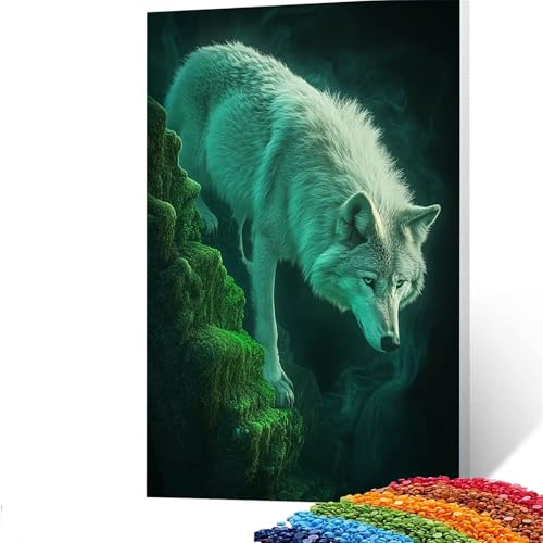 5D Diamond Painting Kinder Wolf, Diamond Painting Erwachsene Tier Bastelset Erwachsene Malen nach Zahlen mit Diamant 60 x 80cm, Crystal Art Kreatives für Mädchen und Geschenke für Frauen GYL430 von GUUOYUAL