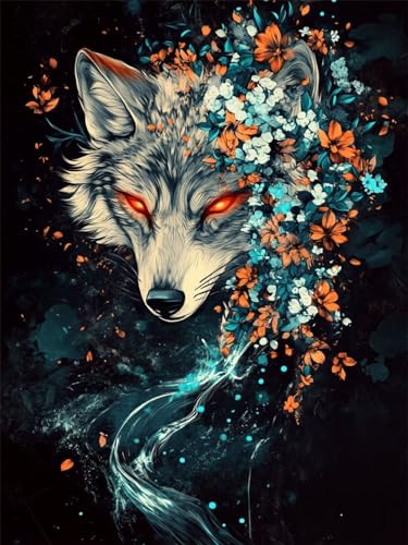 5D Diamond Painting Wolf, Diamond Painting Erwachsene Blume Diamant Painting Bilder Kinder DIY Full Drill Mosaic Making, Basteln Erwachsene Kunst Malerei für Wall Aesthetic Room Decor 25 x 35 cm S-3 von GUUOYUAL