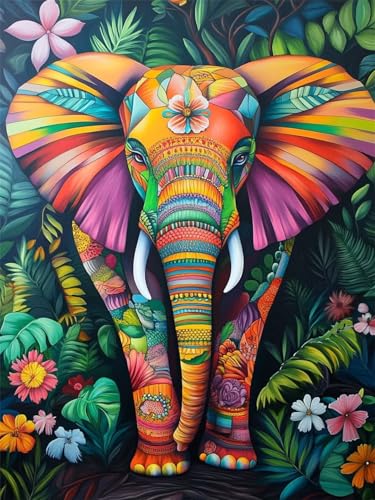 5D Elefant Diamond Painting XXL 80 x110 cm, DIY Diamond Painting Set Tier Diamond Painting Erwachsene Groß, Diamond Painting Runde Steine Crystal Art für Zimmer Deko, Geschenke für Frauen M - 57 von GUUOYUAL