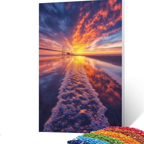 5d Diamond Painting Golden Gate Bridge, DIY Set Erwachsene Full Dril Landschaft Diamant Painting Bilder, Malen Nach Zahlen 70x95cm Bastelset Kinder Ab 6 Jahre Crystal art leinwand zum Wand Deko GYL388 von GUUOYUAL