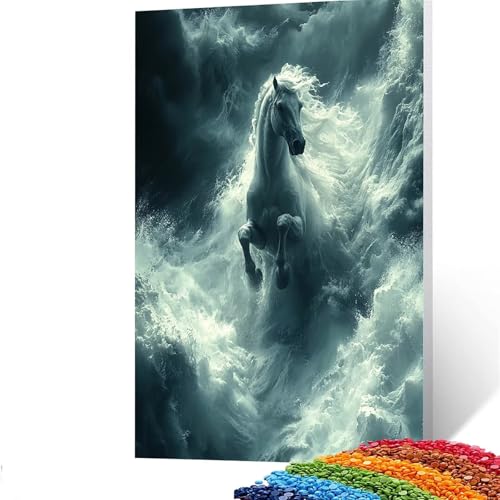 5d Diamond Painting Horse, DIY Set Erwachsene Full Dril Tier Diamant Painting Bilder, Malen Nach Zahlen 50 x 70cm Bastelset Kinder Ab 6 Jahre Crystal art leinwand zum Bemalen für Wand Deko GYL819 von GUUOYUAL