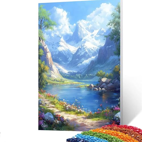 5d Diamond Painting See, DIY Set Erwachsene Full Dril Blume Diamant Painting Bilder, Malen Nach Zahlen 50 x 70 cm Bastelset Kinder Ab 6 Jahre Crystal art leinwand zum Bemalen für Wand Deko GYL971 von GUUOYUAL