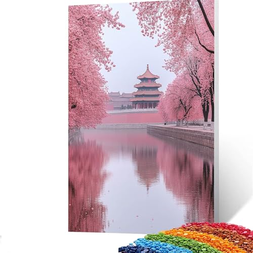 5d Diamond Painting Verbotene Stadt, DIY Set Erwachsene Full Dril Peking Diamant Painting Bilder, Malen Nach Zahlen 50x70cm Bastelset Kinder Ab 6 Jahre Crystal art leinwand zum Wand Deko GYL403 von GUUOYUAL