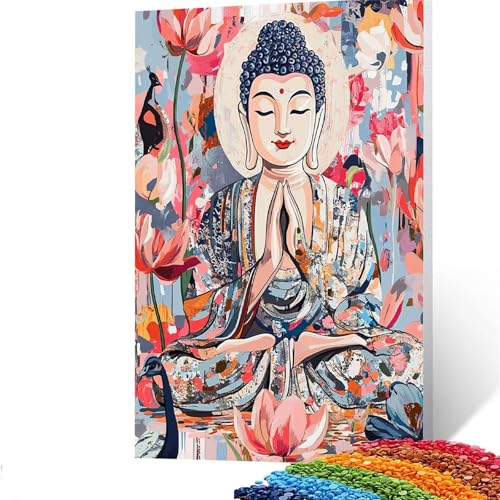 5d Diamond Painting Zen, DIY Set Erwachsene Full Dril Blume Diamant Painting Bilder, Malen Nach Zahlen 70x95cm Bastelset Kinder Ab 6 Jahre Crystal art leinwand zum Bemalen für Wand Deko GUUOYUAL468 von GUUOYUAL