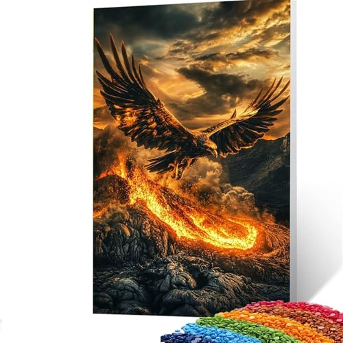 5d Diamond Painting Zubehör Adler, DIY Set Erwachsene Full Dril Berg Diamant Painting Bilder,Malen Nach Zahlen 40x55CM Bastelset Kinder Ab 6 Jahre Crystal art leinwand zum Bemalen für Wand Deko 0/6072 von GUUOYUAL