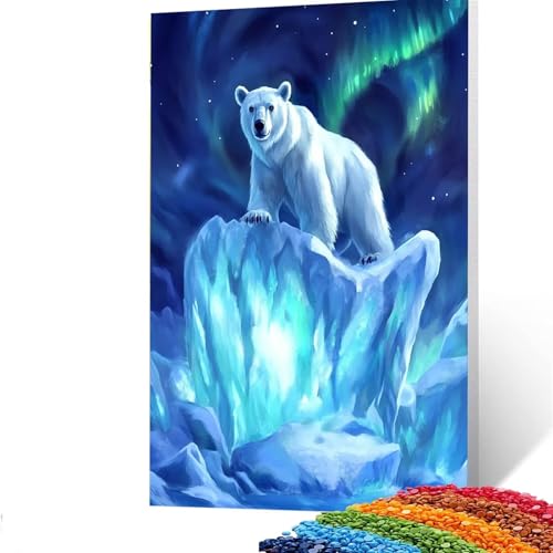 5d Diamond Painting Zubehör Bär, DIY Set Erwachsene Full Dril Nordlichter Diamant Painting Bilder,Malen Nach Zahlen 100x135cm Bastelset Kinder Ab 6 Jahre Crystal art leinwand zum Bemalen N/6238 von GUUOYUAL