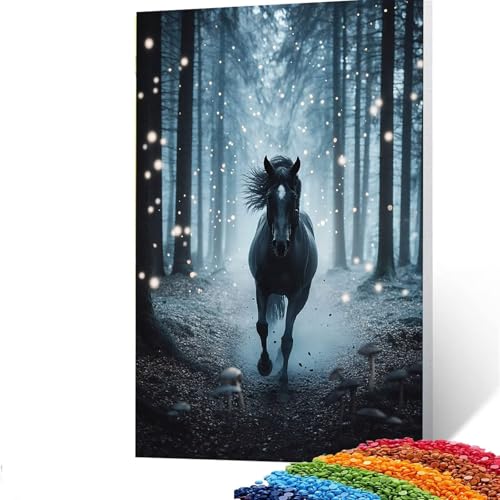 5d Diamond Painting Zubehör Baum, DIY Set Erwachsene Full Dril Horse Diamant Painting Bilder,Malen Nach Zahlen 40x55CM Bastelset Kinder Ab 6 Jahre Crystal art leinwand zum Bemalen für Wand Deko S/5622 von GUUOYUAL