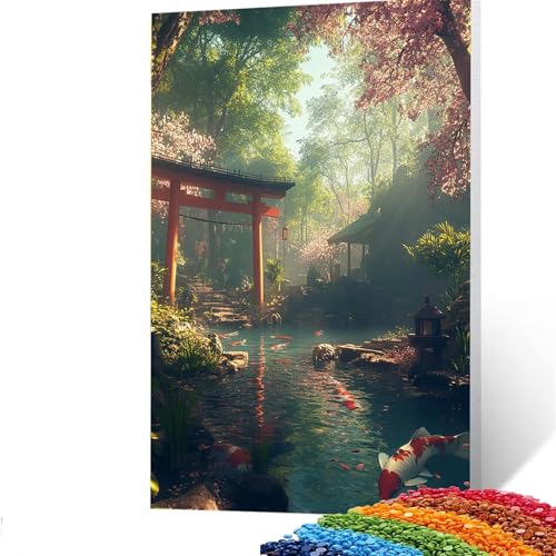 5d Diamond Painting Zubehör Fisch, DIY Set Erwachsene Full Dril Japan Diamant Painting Bilder,Malen Nach Zahlen 60x80CM Bastelset Kinder Ab 6 Jahre Crystal art leinwand zum Bemalen, Wand Deko F/3694 von GUUOYUAL