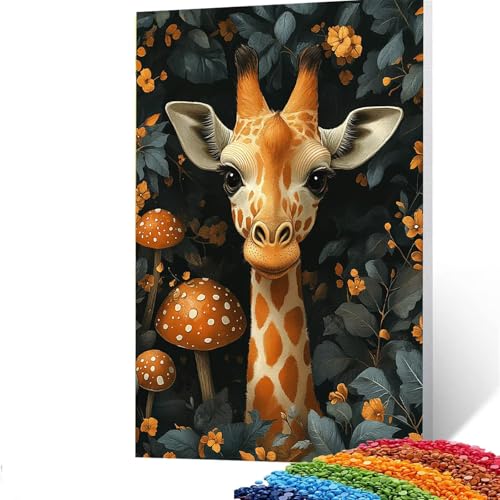 5d Diamond Painting Zubehör Giraffe, DIY Set Erwachsene Full Dril Pilz Diamant Painting Bilder,Malen Nach Zahlen 80x110cm Bastelset Kinder Ab 6 Jahre Crystal art leinwand zum Bemalen, Wand Deko 1/5516 von GUUOYUAL