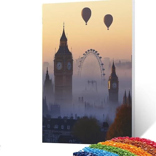 5d Diamond Painting Zubehör London, DIY Set Erwachsene Full Dril Heißluftballon Diamant Painting Bilder,Malen Nach Zahlen 40x55CM Bastelset Kinder Ab 6 Jahre Crystal art leinwand zum Bemalen Y/6622 von GUUOYUAL