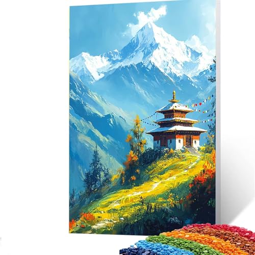 5d Diamond Painting Zubehör Schneeberg, DIY Set Erwachsene Full Dril Tibet Diamant Painting Bilder,Malen Nach Zahlen 30x40cm Bastelset Kinder Ab 6 Jahre Crystal art leinwand zum Bemalen, Wand Deko S/6 von GUUOYUAL