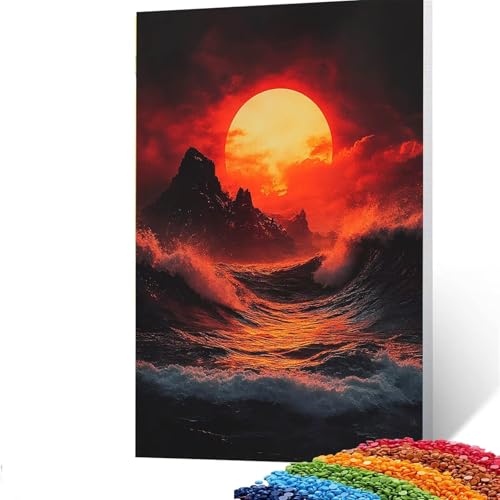 5d Diamond Painting Zubehör Sonnenuntergang, DIY Set Erwachsene Full Dril Ozean Diamant Painting Bilder, Malen Nach Zahlen 100x135cm Bastelset Kinder Ab 6 Jahre Crystal art leinwand zum Bemalen 5/5688 von GUUOYUAL