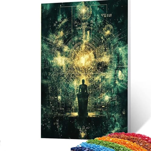 Abstrakt Diamond Painting Erwachsene, 5D Ägypten Diamant Painting Bilder Kinder, DIY Vollbohrer Diamanten Malerei Stickerei Set Kreuzstich Basteln Erwachsene, für Geschenke Home Wand Dekor 50x70cm X/4 von GUUOYUAL